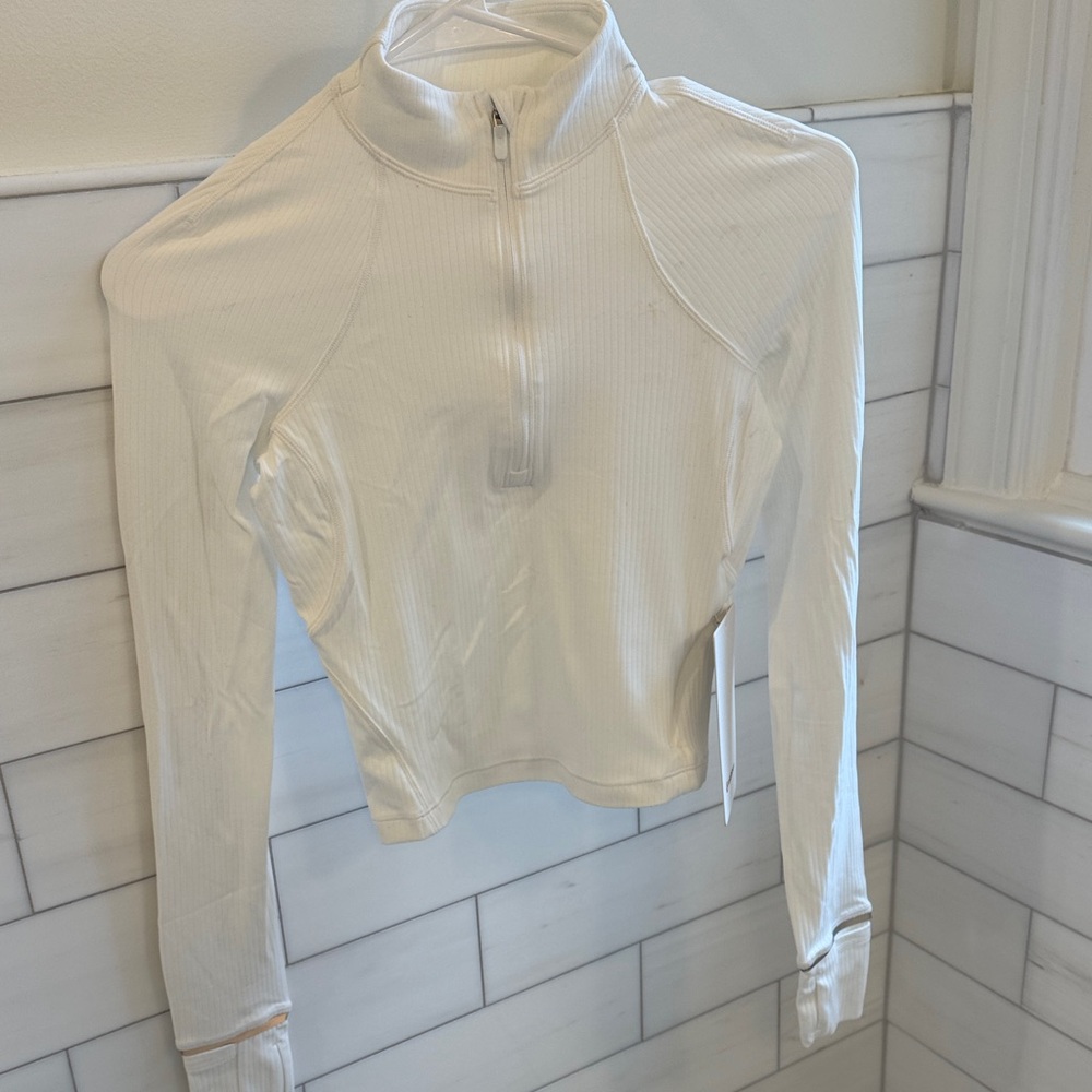 Lululemon Athletica Cream Long Sleeve Zip Top